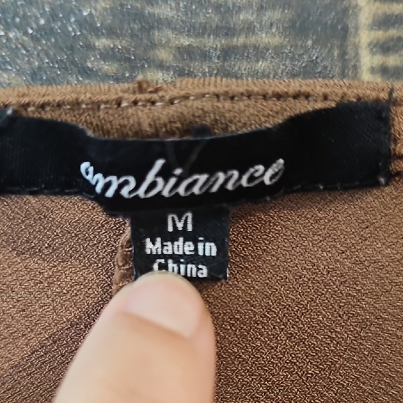 Ambiance Tan Slip Dress Plunge Neckline Cocktail - Picture 2 of 3